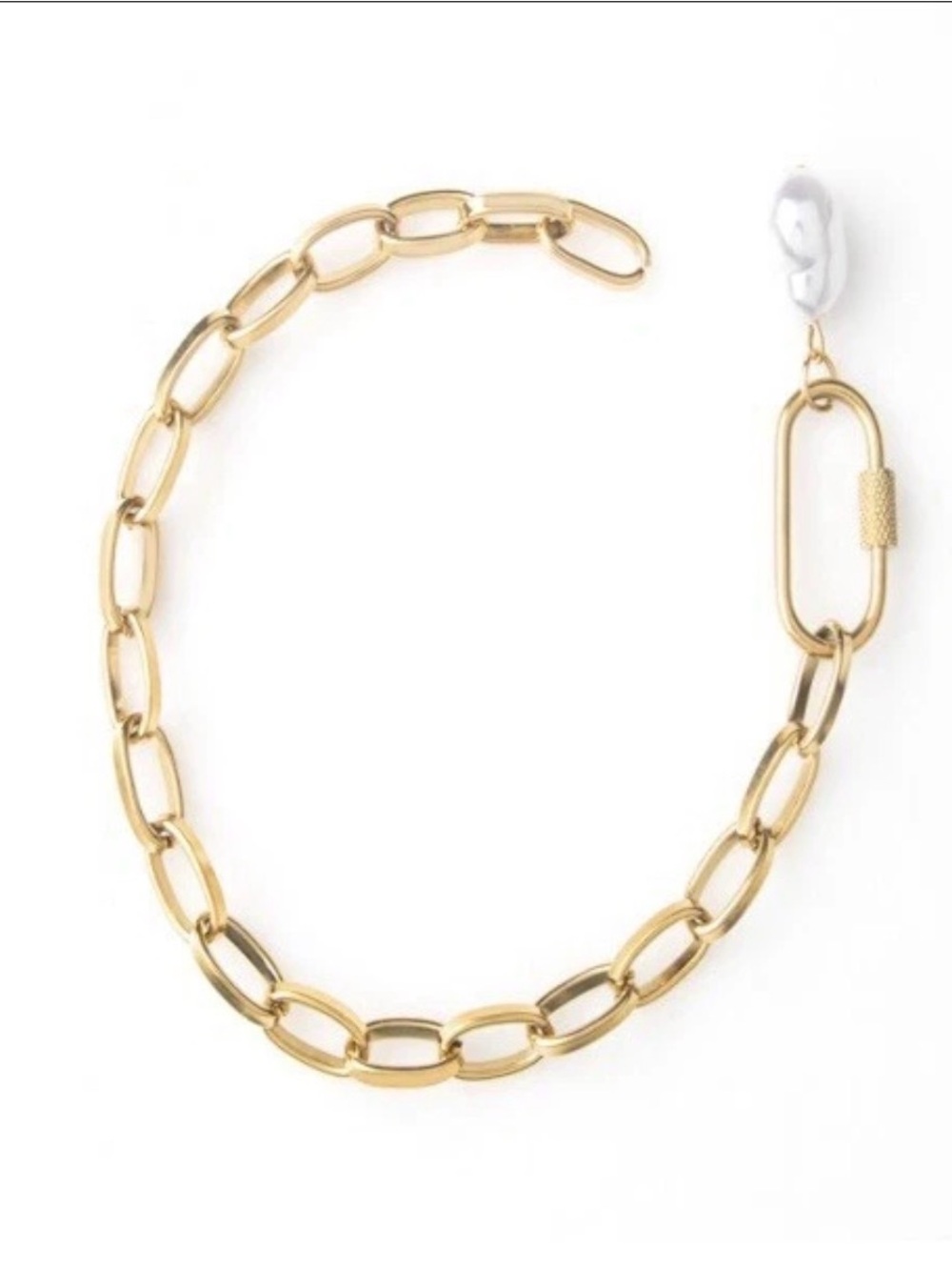 Plunder Design Brenna McKensie Gold Chunky Chain Bracelet with Pearl Accent